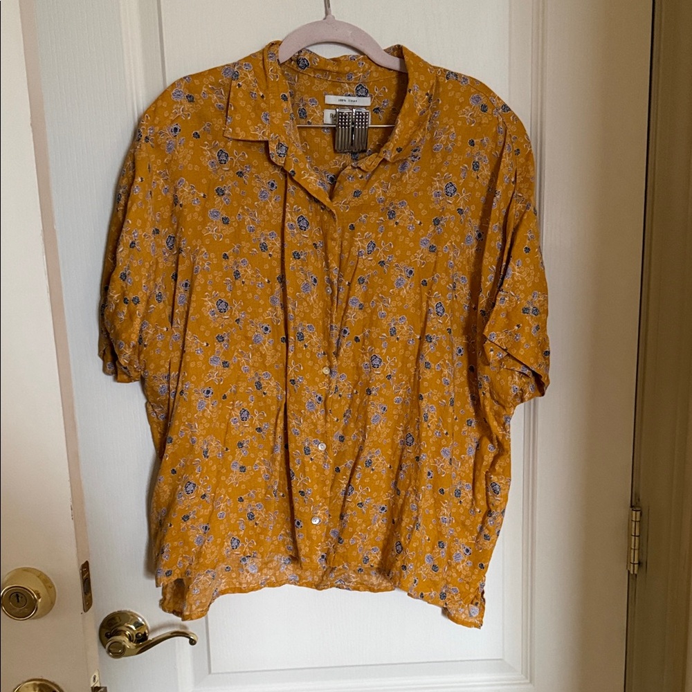 Rachel Zoe Mustard Floral Linen Blouse